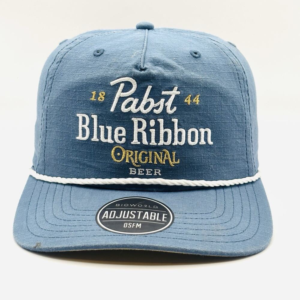 Pabst Blue Ribbon Rope Hat Baby Blue Beer Snapback ROPE Cap